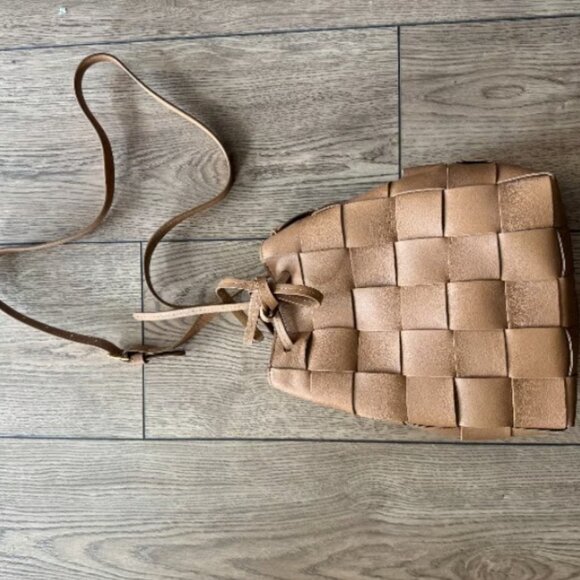 MANSUR GAVRIEL Upcycled Woven Mini Bucket - Caramel NWT - Picture 3 of 5